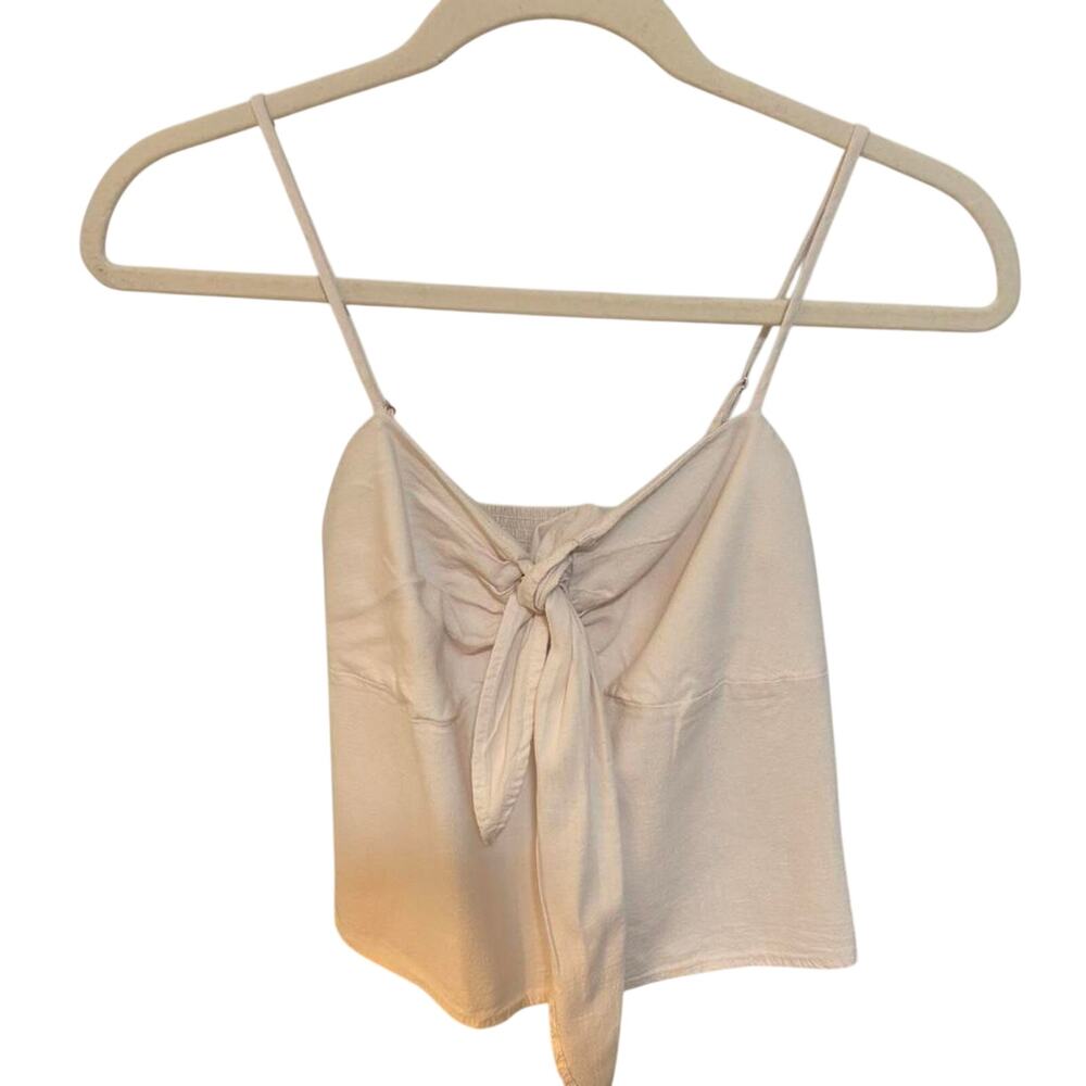 Y2K White Tie Front Cami Top One Size Coquette Minimal Summer Crop Tank - Picture 4 of 8